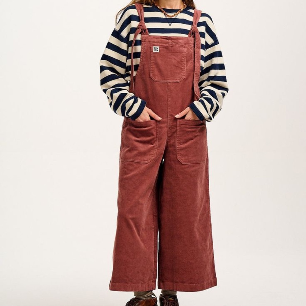 NWT Lucy & Yak Jenny Wide Leg Corduroy Dungarees in Ash Pink